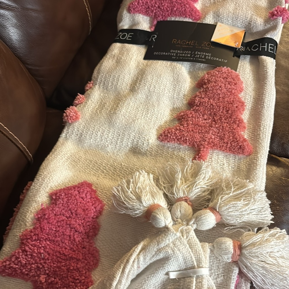 Rachel Zoe | HomeGoods - Ombre Pink Christmas Trees - 50x70  Throw w/FREE MUG